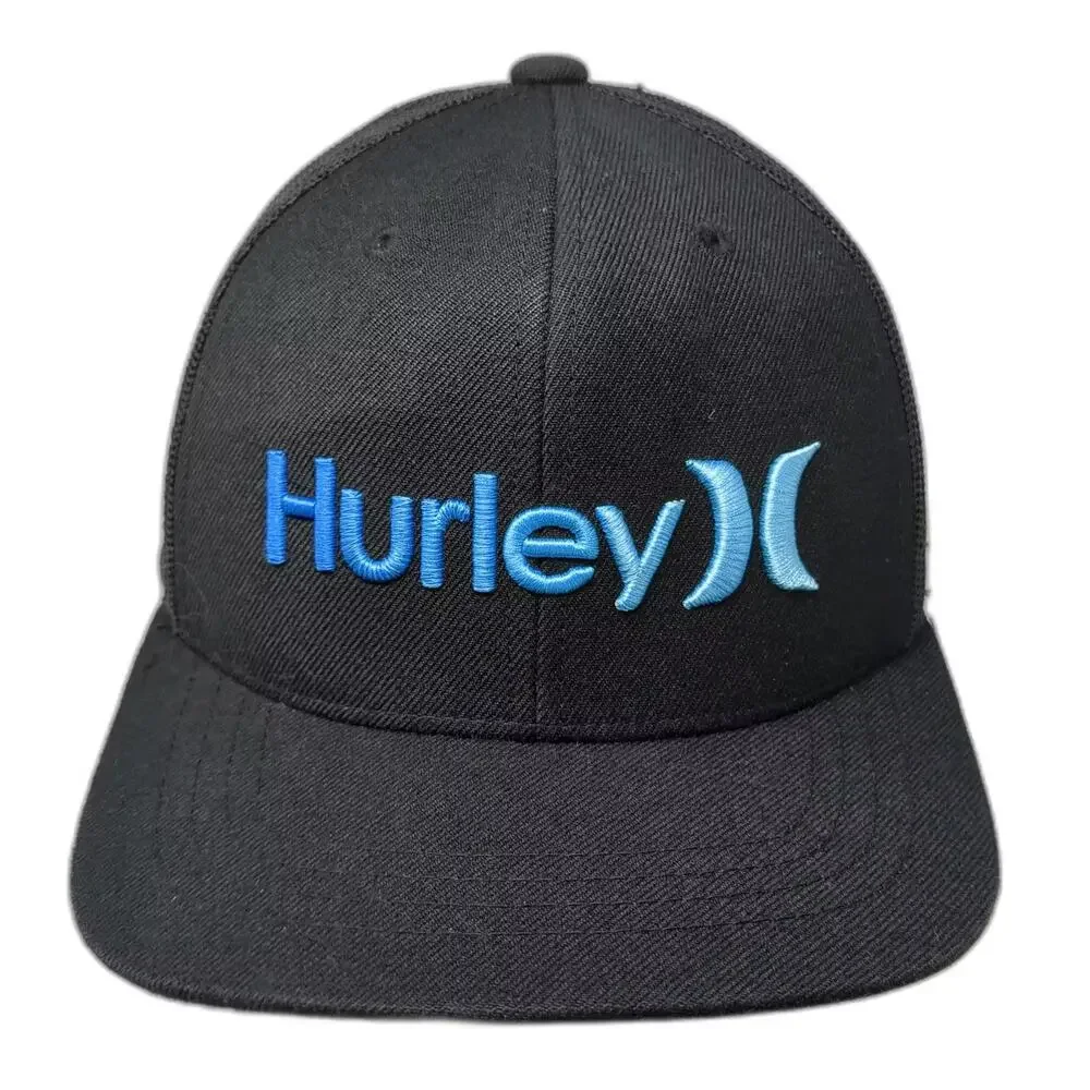 Hurley Trucker Hat Black Blue Boys OS Snapback Mesh Flat Brim Embroidered Logo
